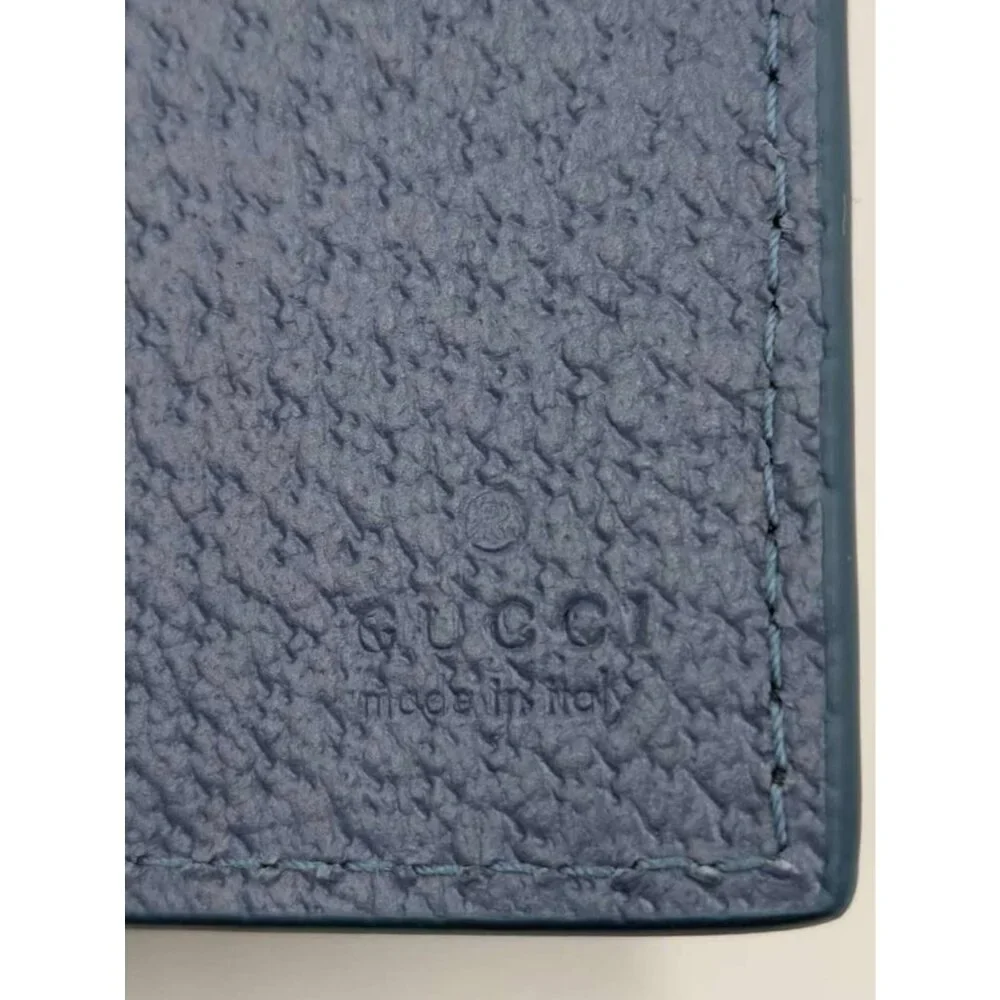 Gucci Black GG Supreme Bi-Fold Wallet with Blue Double G